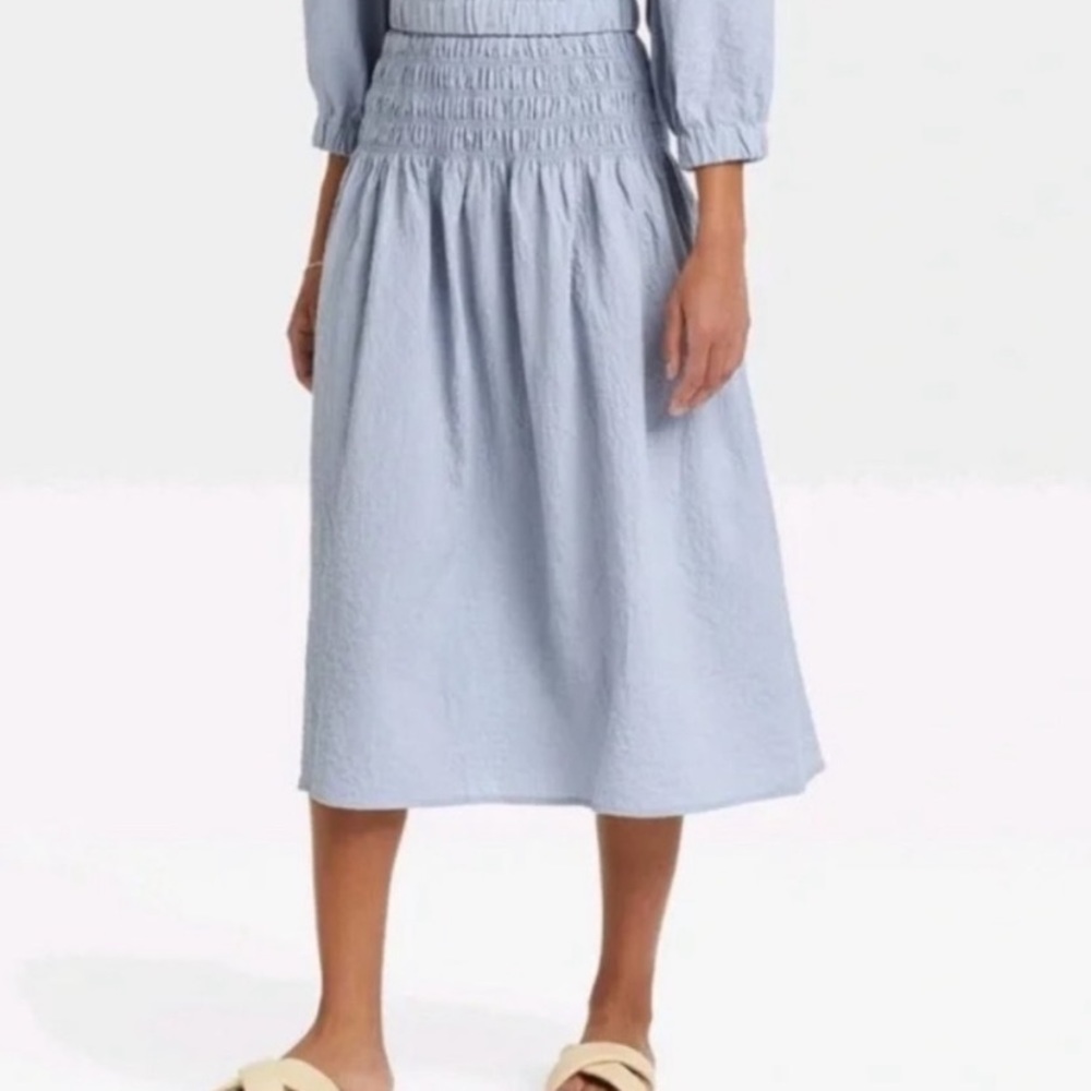 a new day Light Blue Midi Skirt
